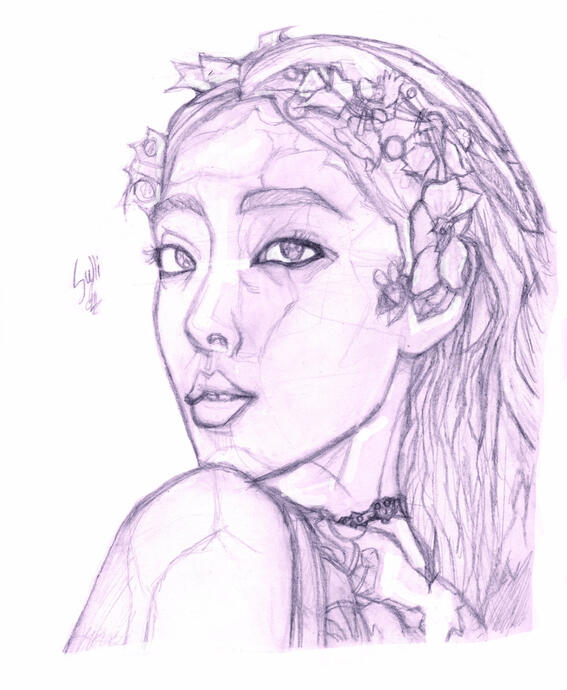 W Korea Sulli (pencil art, 2022)