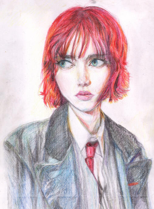 Sofia Steinberg portrait with pencils (2024)