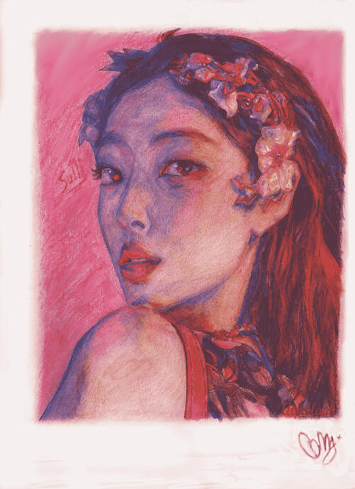 Sulli close-up art (pencils, 2023)